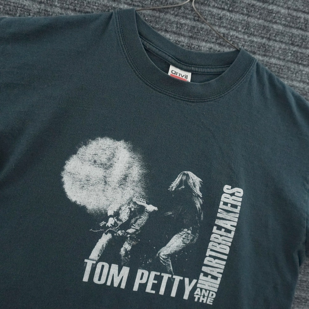 Vintage 00s Anvil Tom Petty Heartbreakers T-Shirt Mens M Black 2005 Tour Graphic